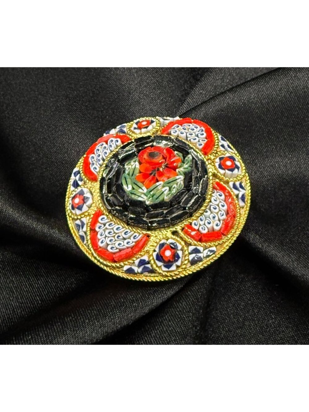 Vintage Italian Signed Micromosaic Brooch